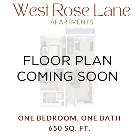 Floor plan for 1 bed, 1 bath, 650 sqft
